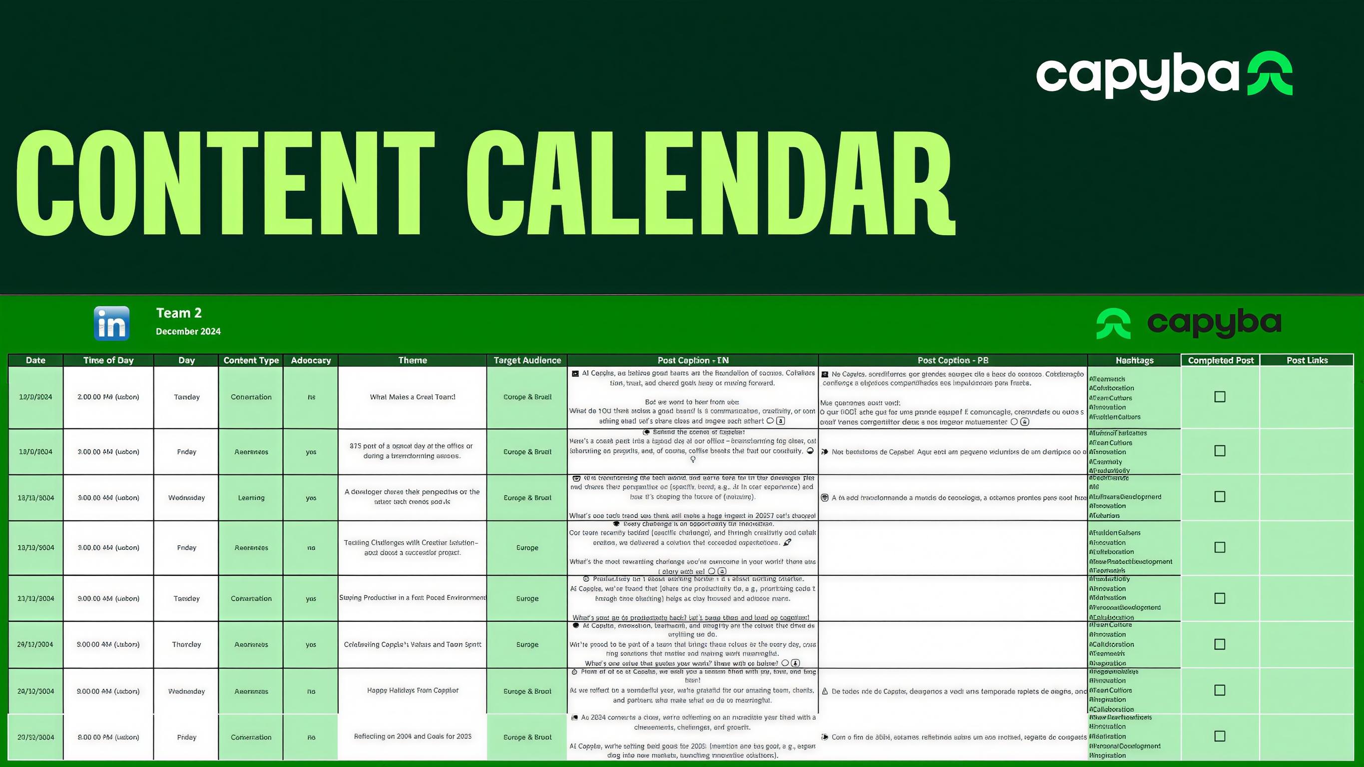 Calendario de contenido